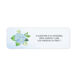 Etiqueta Casamento de Hydrangea Azul Moderno com Aquarela