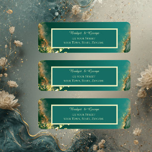 Etiqueta Casamento de joias de ouro verde-esmeralda