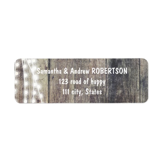 Etiqueta Casamento de lenha e lanternas (Frente)