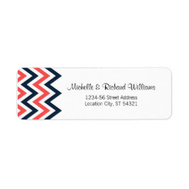 Etiqueta Casamento de Marinho e Coral Chevron & Lovebird