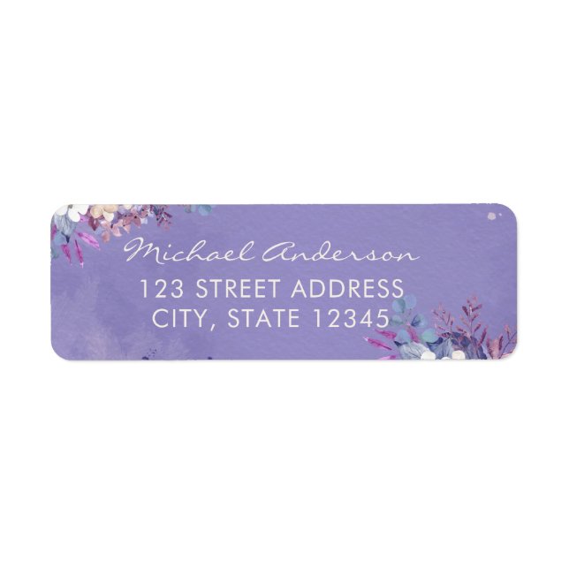 Etiqueta Casamento de Mola Floral de Lavanda Romântica (Frente)