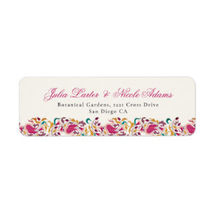 Etiqueta Casamento de Moldura Floral Romântica Pearl Swan