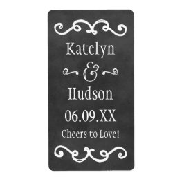 Etiqueta Casamento de Monograma de Script de Quadro Negro R