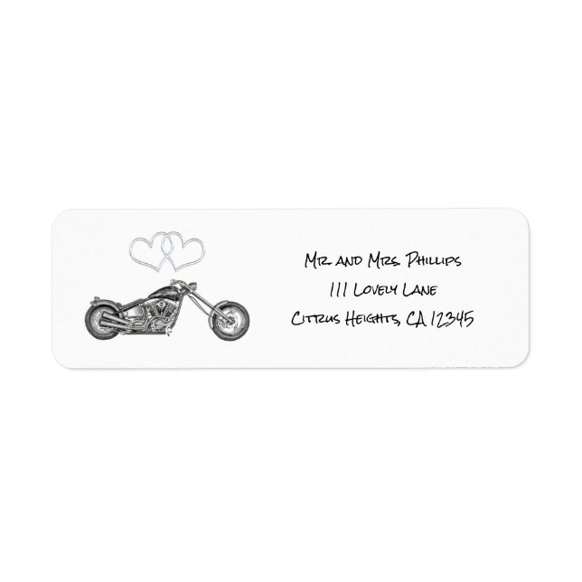 Etiqueta Casamento de motocicleta e Silver Hearts Biker (Frente)