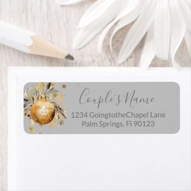 Etiqueta Casamento de Natal Cinza Dourado (Insitu)