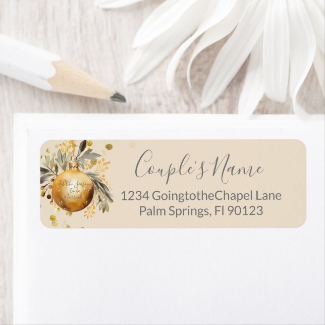 Etiqueta Casamento de Natal Dourado Beige (Insitu)
