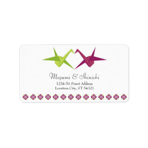 Etiqueta Casamento de papel do guindaste de Origami