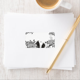 Etiqueta Casamento de Pássaros com Amor à Floresta Encantad