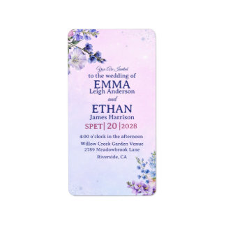 Etiqueta casamento de plum lavanda azul heather pervinca 