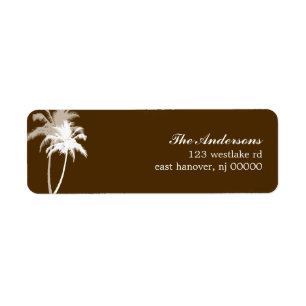 Etiqueta Casamento de praia tropical das palmeiras de Brown