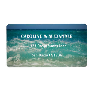 Etiqueta Casamento de Praia Tropical Moderna do Oceano Suns