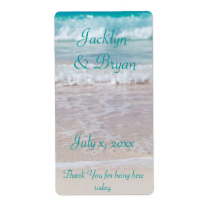 Etiqueta Casamento de Praia, Vinho, Água, Personalizado