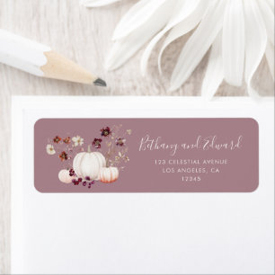 Etiqueta Casamento de Pumpkin Floral de Queda Elegante