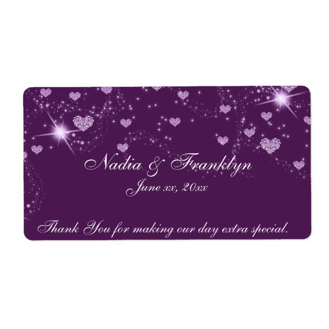 Etiqueta Casamento de púrpura e branco, Obrigado Rótulo de  (Frente)