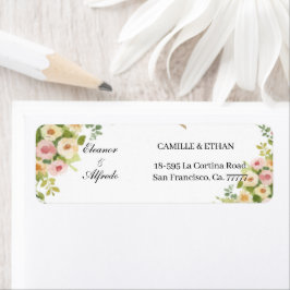 Etiqueta Casamento de Rosa em Aquarela