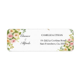 Etiqueta Casamento de Rosa em Aquarela