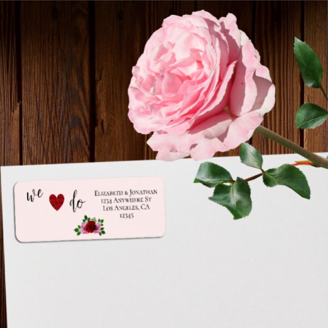Etiqueta Casamento de Rosas Vermelhas e Rosa (Criador carregado)