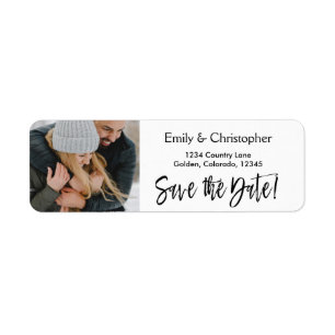 Etiqueta Casamento de Script com Letra Mão Salve a Foto de