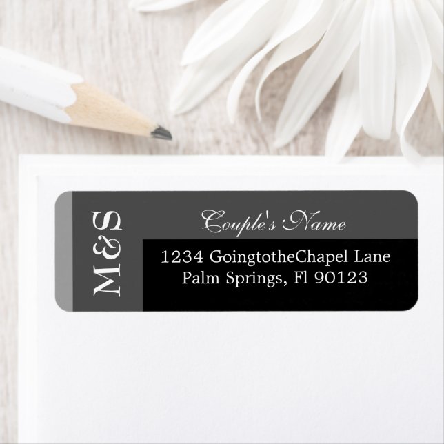 Etiqueta Casamento de Script Moderno Negro e Branco (Insitu)
