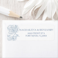 Casamento de Toile Azul Floral Azul Elegante Vinta