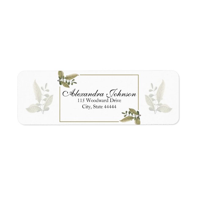 Etiqueta Casamento de Verde com Minimalismo Elegante (Frente)