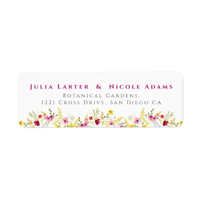 Etiqueta Casamento de Wreath com Orquídeas Selvagens Rosa P (Frente)