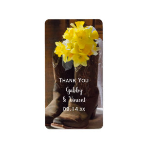 Etiqueta Casamento do Daffodils Cowboy Boots Western Obriga