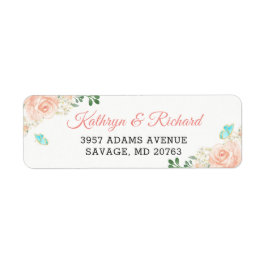 Etiqueta Casamento do Jardim Botânico Elegante Blush Peach