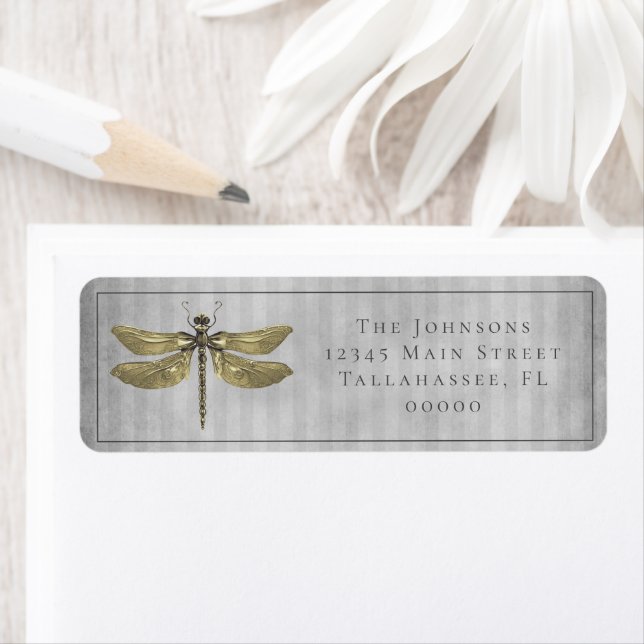 Etiqueta Casamento Dourado com Dragonfly (Insitu)