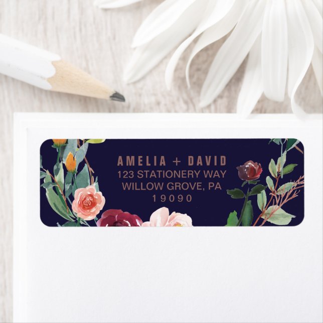 Etiqueta Casamento Dourado de Autumn Floral (Insitu)