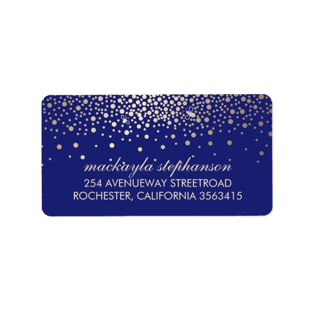 Etiqueta Casamento Dourado de Confetti e Vagalumes (Frente)