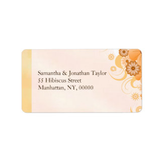 Etiqueta Casamento Dourado de Ivory Peach Hibiscus Floral C