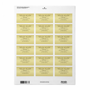 Etiqueta Casamento Dourado de luxo elegante