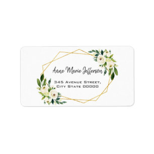 Etiqueta Casamento Dourado de Quadro Verde Verde Elegante