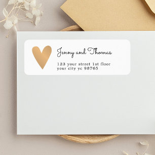 Etiqueta Casamento Dourado do coração do falso branco