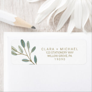 Etiqueta Casamento Dourado do eucalipto