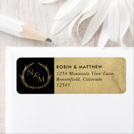 Etiqueta Casamento Dourado e negro elegante