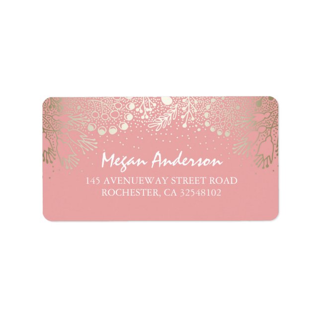 Etiqueta Casamento Dourado e Pink Garden Wonderland (Frente)