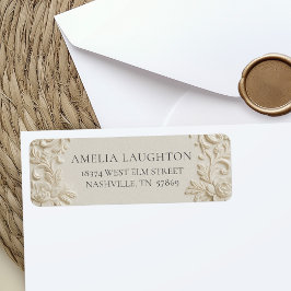 Etiqueta Casamento Elegante com Relevo em Marfim