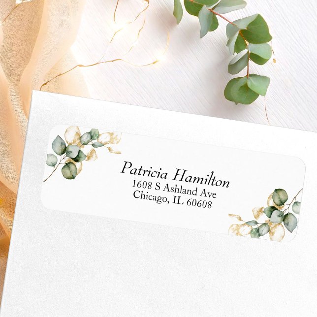 Etiqueta Casamento Elegante com Verde e Dourado (Criador carregado)