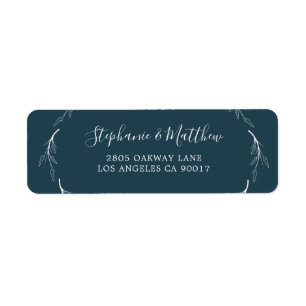 Etiqueta Casamento Elegante da Folhagem Branca Teal Green
