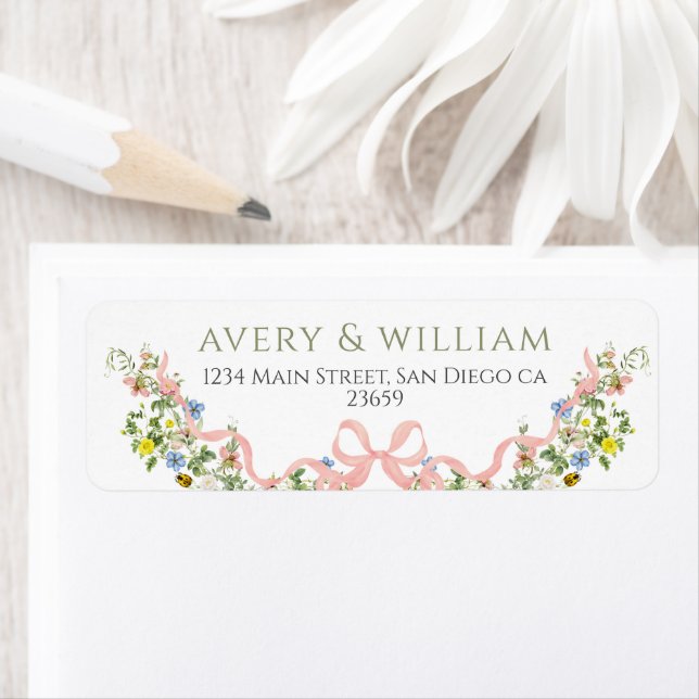 Etiqueta Casamento Elegante De Jardim De Aquarela De Flores (Insitu)