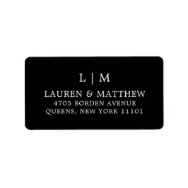 Etiqueta Casamento elegante de monograma preto simples