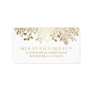 Etiqueta Casamento elegante floral Dourado da respiração