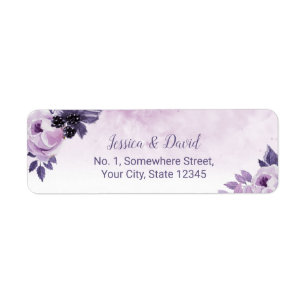 Etiqueta Casamento elegante floral roxo do primavera da