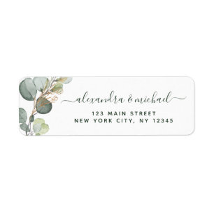 Etiqueta Casamento Elegante Suculento Eucalipto Verde