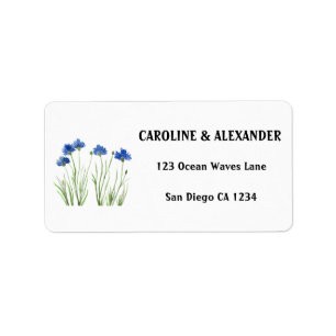 Etiqueta Casamento Elegante Watercolor Cornflower Wildflowe