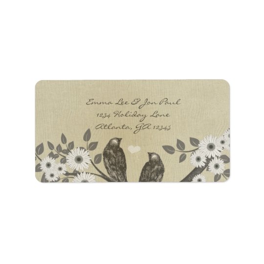 Etiqueta Casamento Enchanted do pássaro do amor da floresta