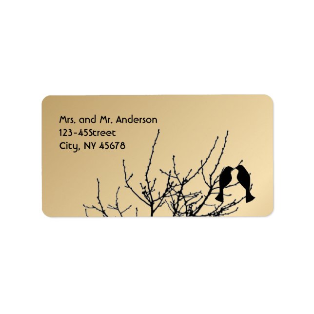 Etiqueta casamento entre aves rústicas de amor moderno (Frente)