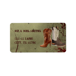 Etiqueta casamento entre botas de cowboy ocidentais